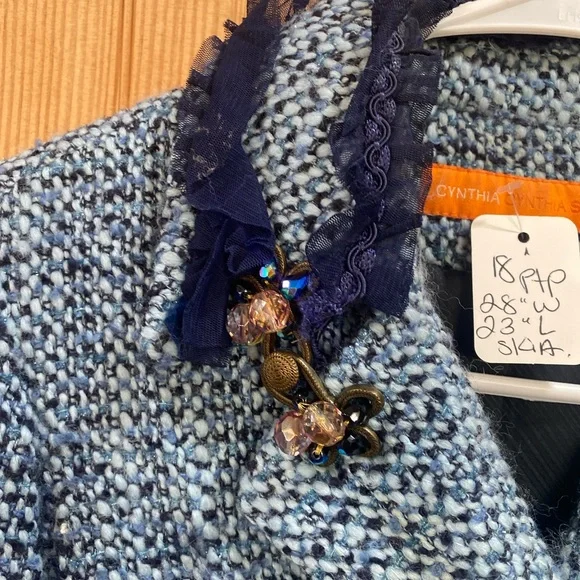 Cynthia Steffe Blue Tweed Skirt Set - Picture 3 of 12